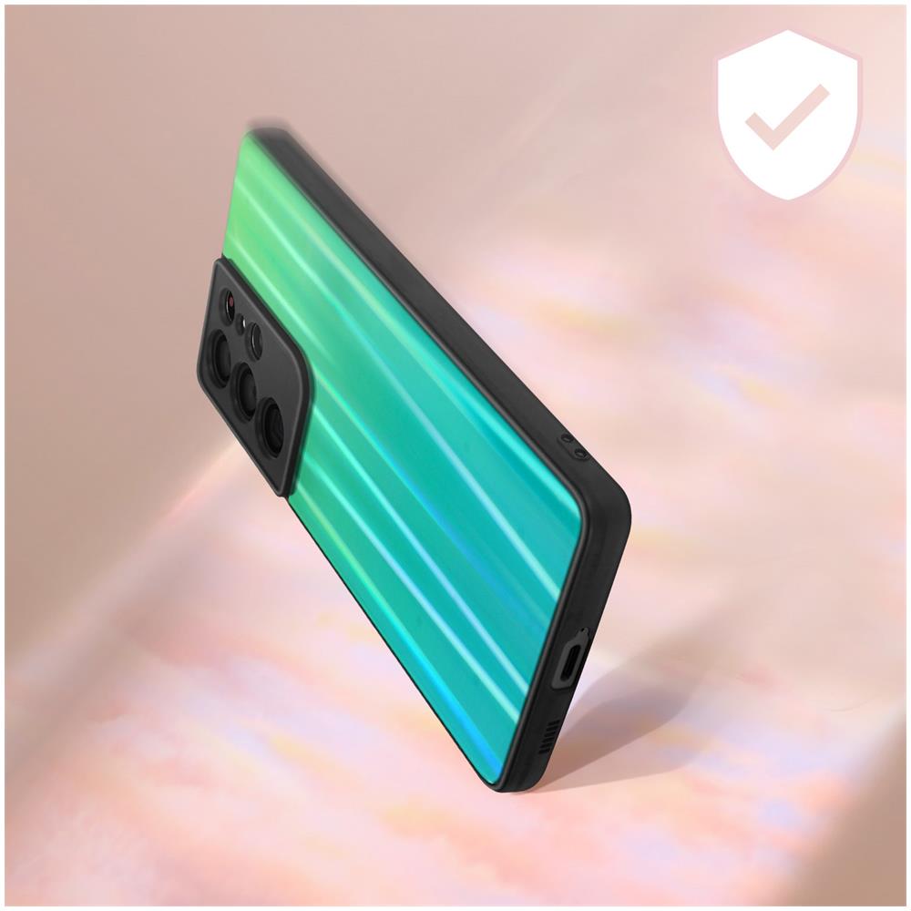 Cover Samsung S21 Ultra Bi-materiale Olografica Brillante Sottile Leggera Verde - Foto 5