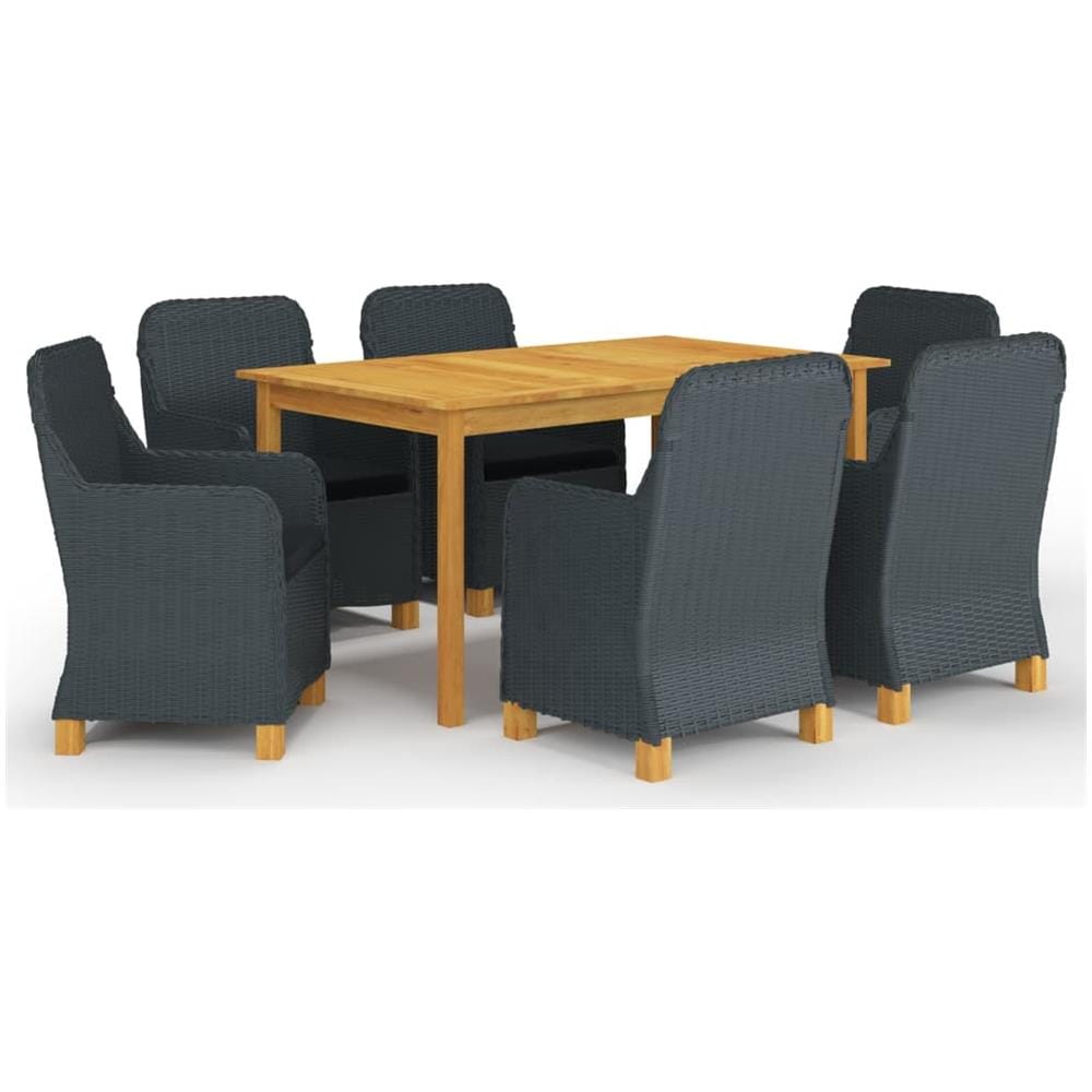 Set Mobili da Pranzo per Giardino 7 pz Grigio Scuro - Foto 1