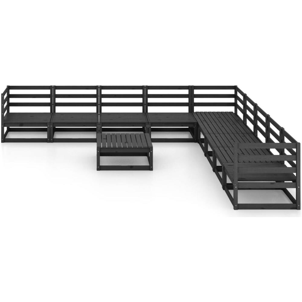 Set Divani da Giardino 10 pz Nero in Legno Massello di Pino - Foto 3