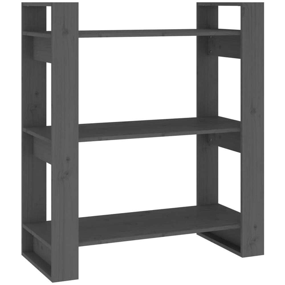 Libreria /divisorio Grigio 80x35x91 Cm In Legno Massello Di Pino - Foto 2