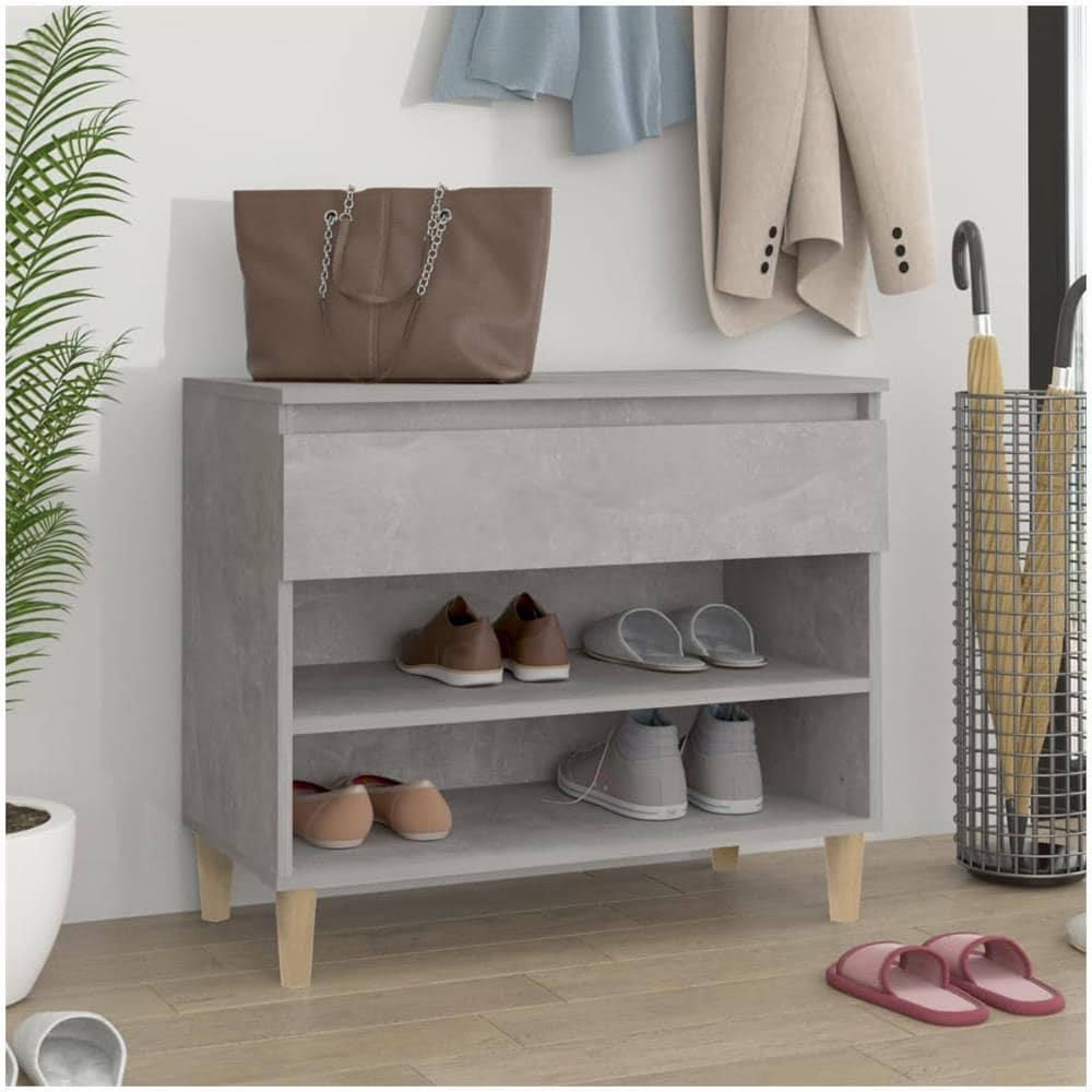 Scarpiera Grigio Cemento 70x36x60 Cm In Legno Multistrato - Foto 1