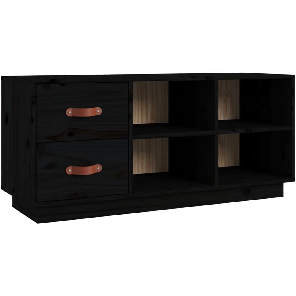 Scarpiera Nera 100x34x45 Cm In Legno Massello Di Pino - Foto 1