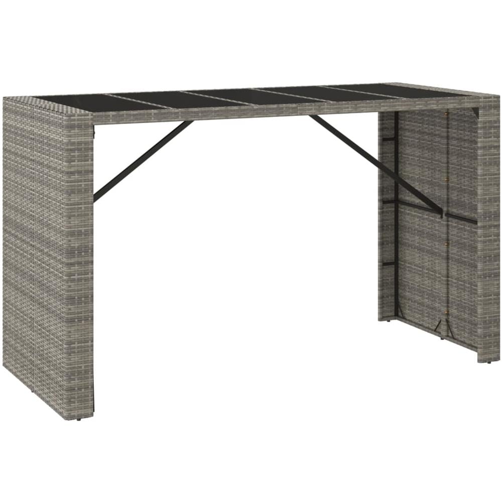 Tavolo Da Bar Con Piano In Vetro Grigio 185x80x110cm Polyrattan - Foto 2