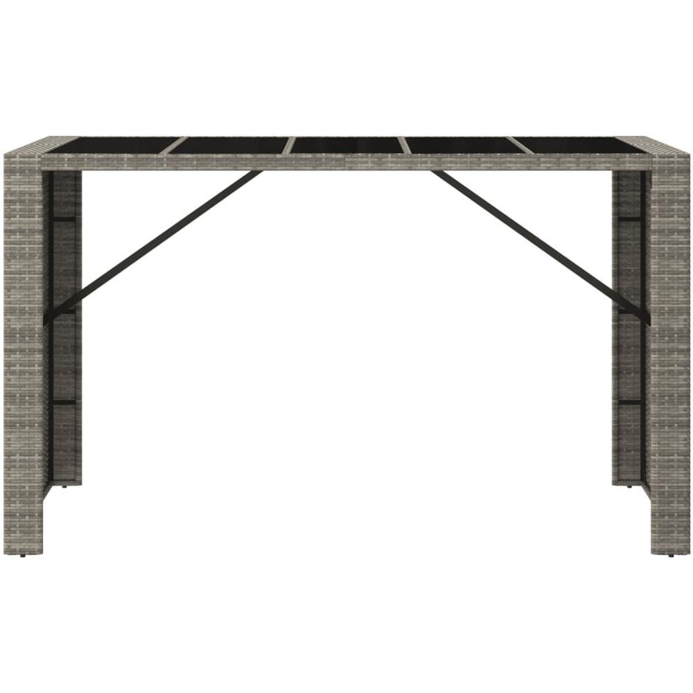 Tavolo Da Bar Con Piano In Vetro Grigio 185x80x110cm Polyrattan - Foto 3