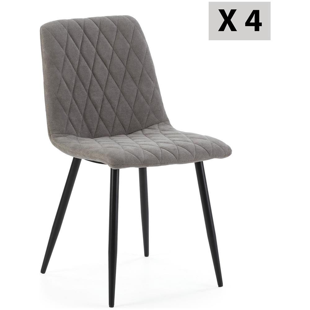 Pack 4 Sedie Abril Rivestite In Tessuto Grigio - Foto 1