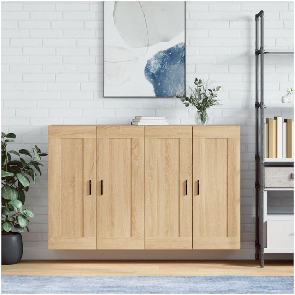 Armadietti A Parete 2 Pz Rovere Sonoma In Legno Multistrato - Foto 1