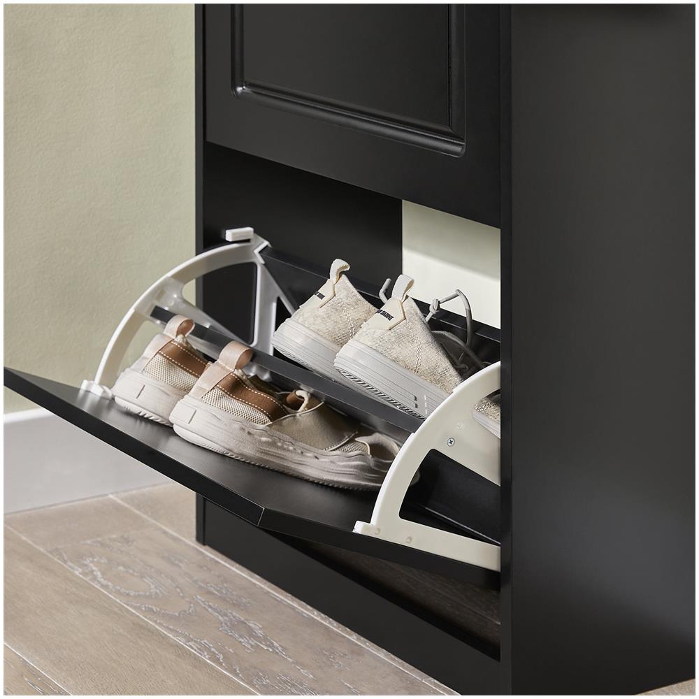 Scarpiera Salvaspazio Slim Con 3 Ante Portascarpe Salvaspazio Regolabili 52x23x117cm Nero Fsr94-sch - Foto 2