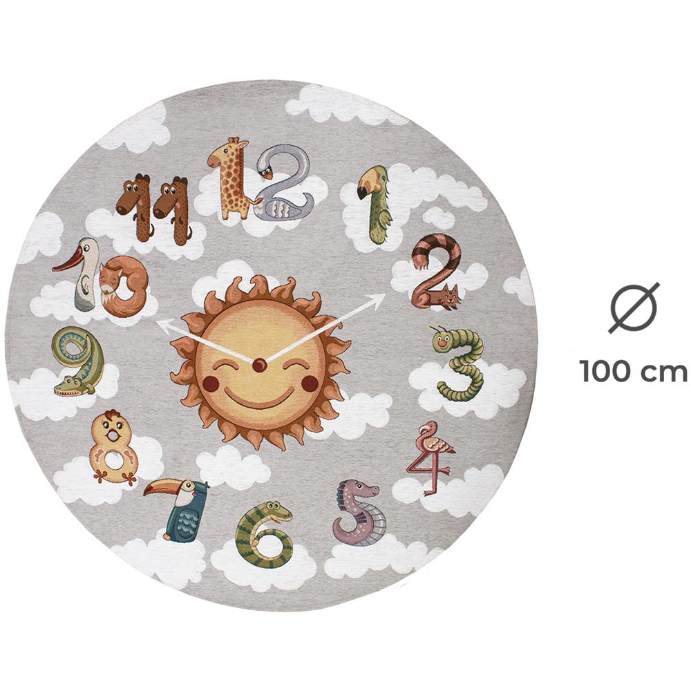 Tappeto Arredo E Gioco Antiscivolo Per Cameretta Bambini Disegno Orologio Rotondo 100 Grigio Perla - Foto 4