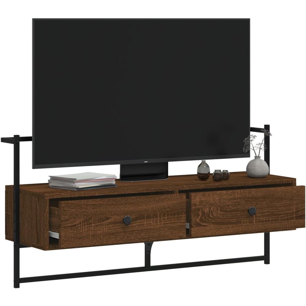 Mobile Tv A Muro Rovere Marrone 100,5x30x51cm Legno Multistrato - Foto 3
