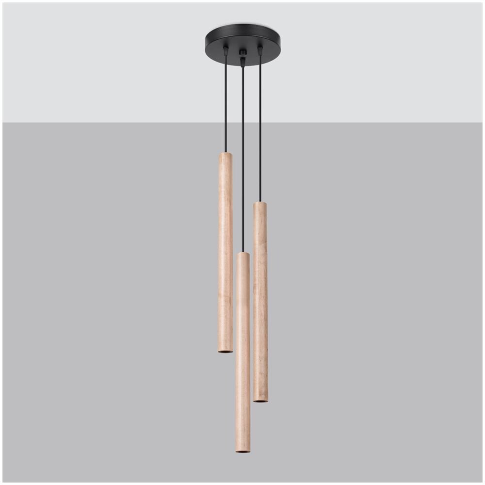 Sollux Lighting Lampada A Sospensione Pastelo 3p Legno Sl.1268 - Moderno Lampade A Sospensione Legna 115x19.5x19.5 Cm - Foto 2