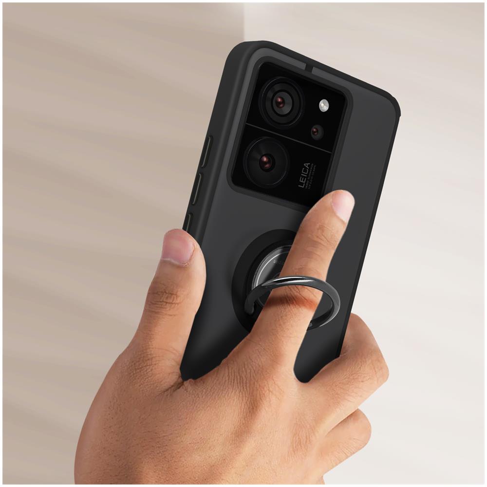 Cover Per Xiaomi 13t E 13t Pro Anello Metallico Supporto Bordo Nero - Foto 5