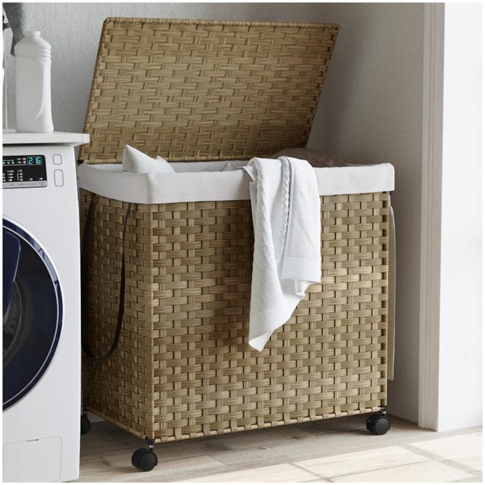 Cesto Portabiancheria Con Ruote 60x35x60,5 Cm Rattan - Foto 1