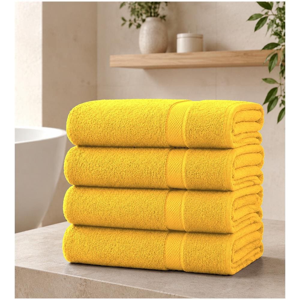 Set 4 Teli Bagno 100x150 cm - Morbidezza, Eleganza e Qualità - CITRUS /GIALLO SOLE - Foto 1