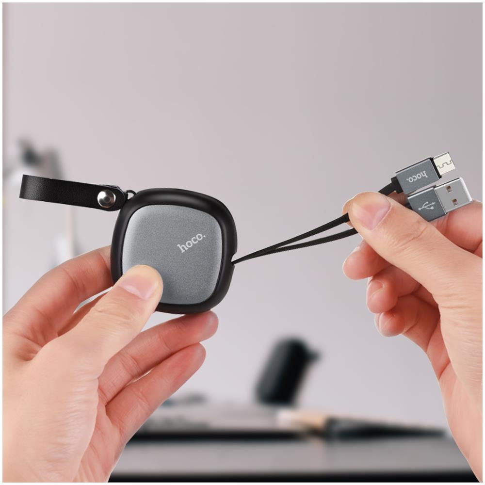 Hoco Cavo Dati Originale Allungabile Microusb U33 Grey Per Smartphone Galaxy Android - Foto 2