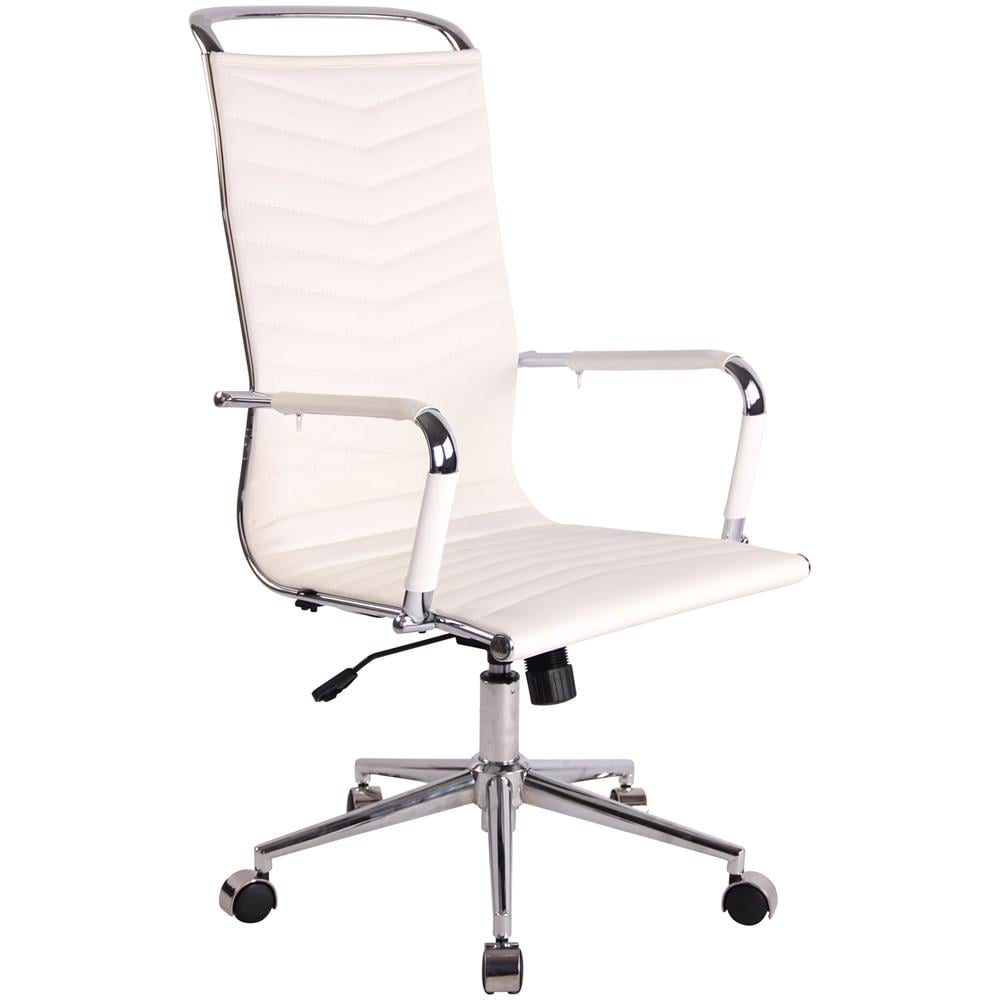 Sedia Ufficio con Braccioli Batley in Similpelle I Poltrona Studio Direzionale Ed Ergonomica con Ruote E Fodera Braccioli Rimovibile Bianco - Foto 1