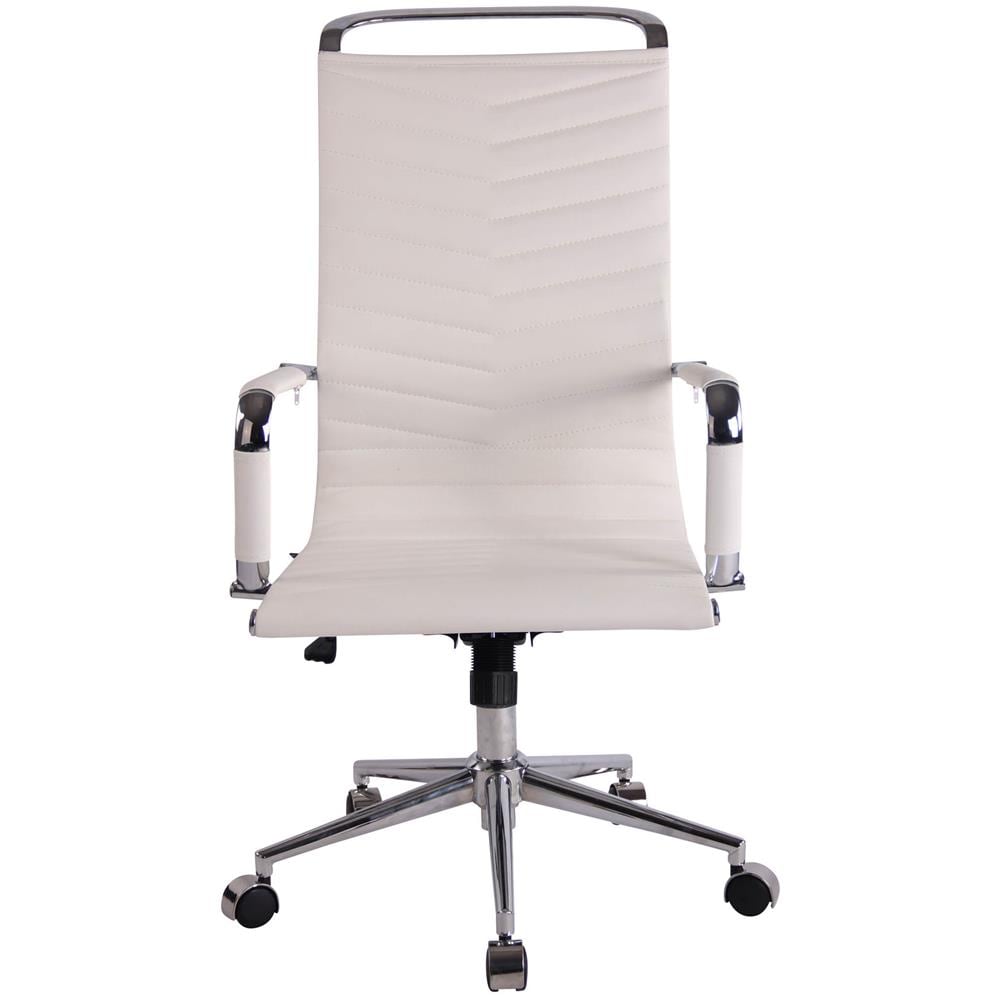 Sedia Ufficio con Braccioli Batley in Similpelle I Poltrona Studio Direzionale Ed Ergonomica con Ruote E Fodera Braccioli Rimovibile Bianco - Foto 2