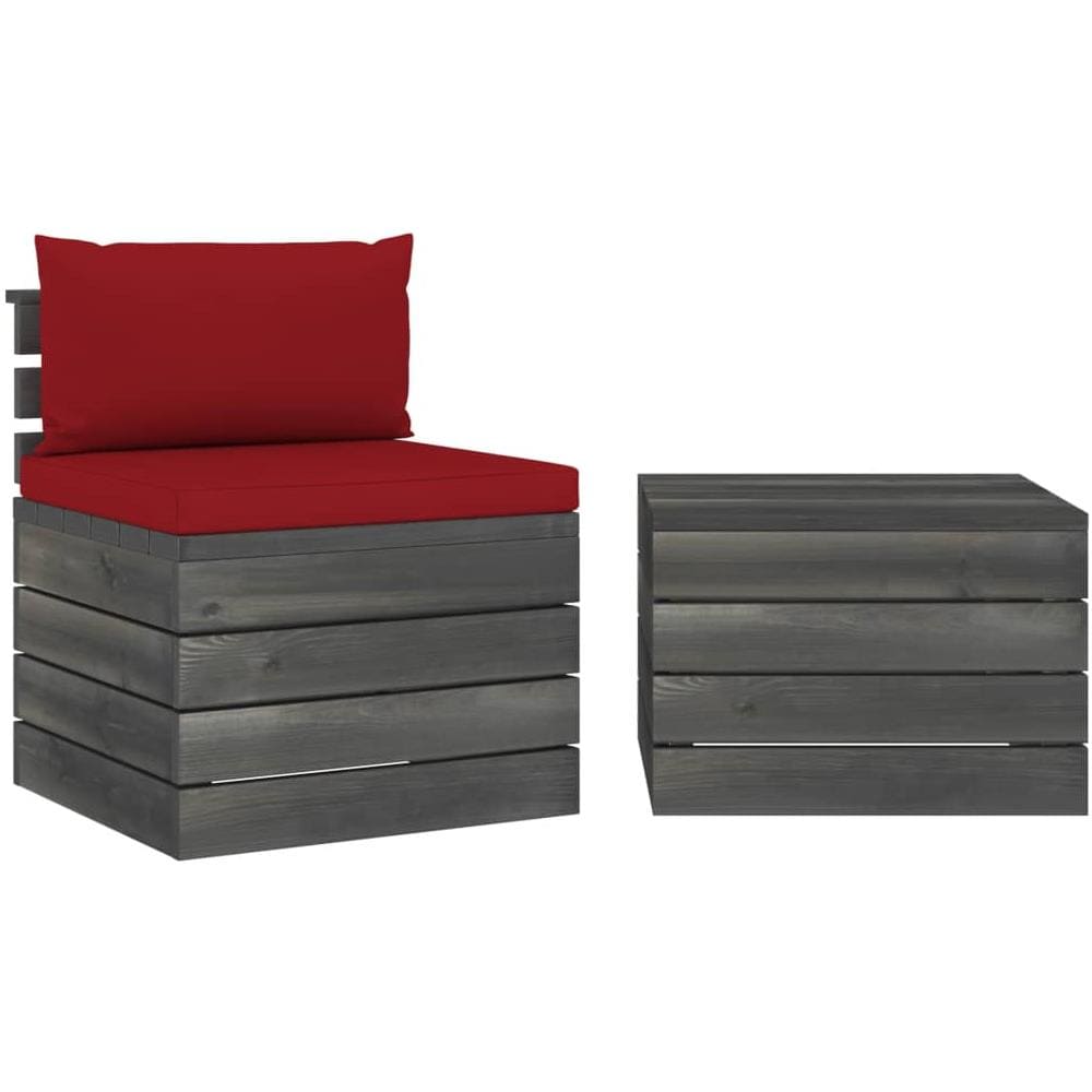 Set Divani da Giardino su Pallet 2 pz con Cuscini Massello Pino - Foto 1