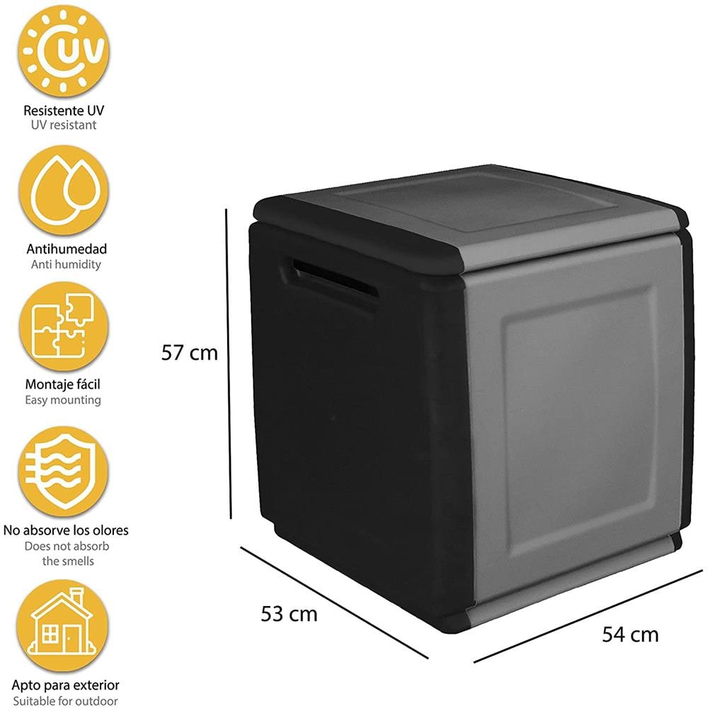 Baule In Resina Box Contenitore Portatutto Da Esterno Interno Grigio Nero - Foto 2