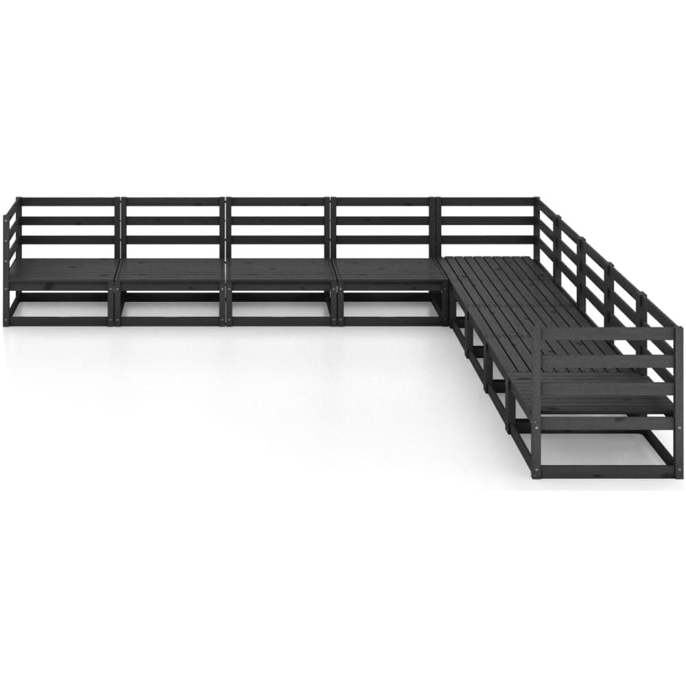 Set Divani da Giardino 9 pz Nero in Legno Massello di Pino - Foto 3