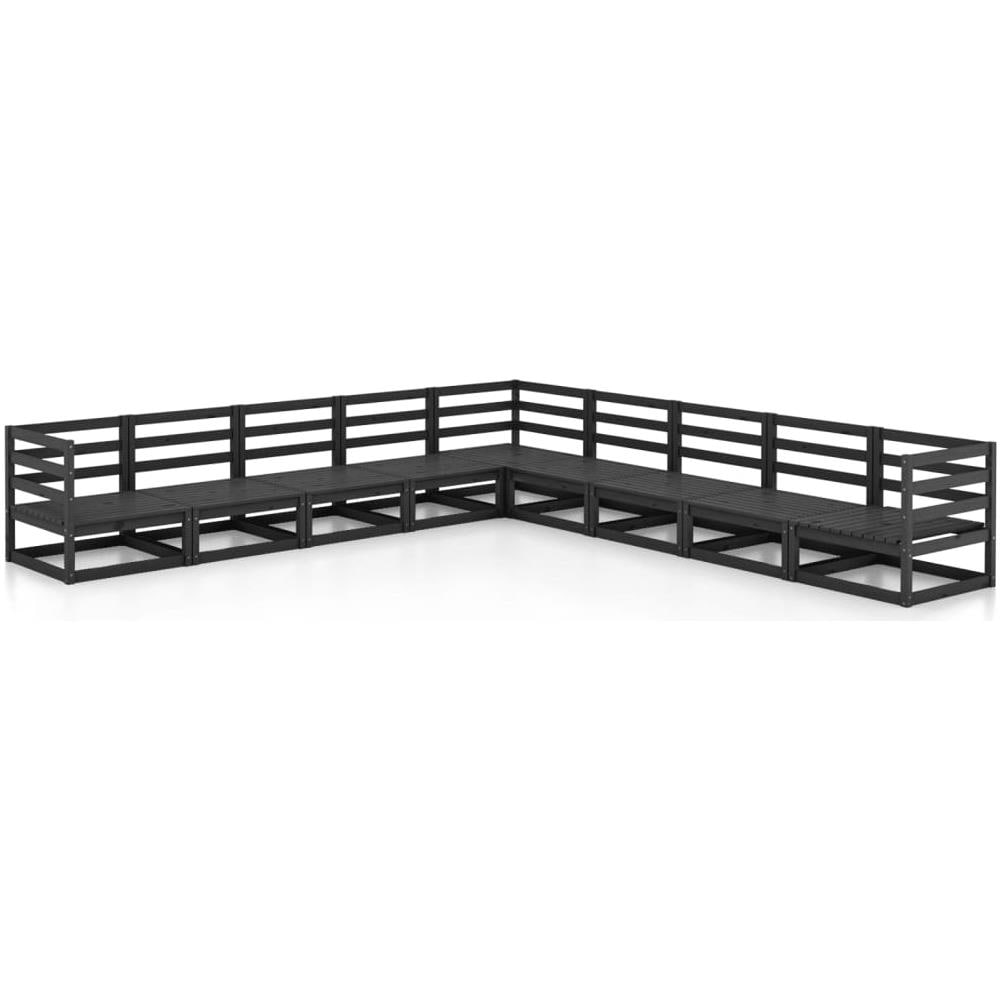 Set Divani da Giardino 9 pz Nero in Legno Massello di Pino - Foto 2