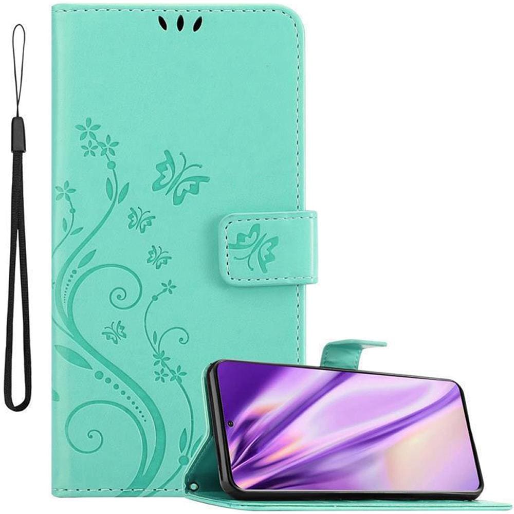 Custodia Compatibile Con Samsung Galaxy S20 Plus In Turchese Fiore - Coperchio Protettivo In Design Floreale Con Chiusura Magnetica, Funzione Stand E Slot Per Carte - Foto 1