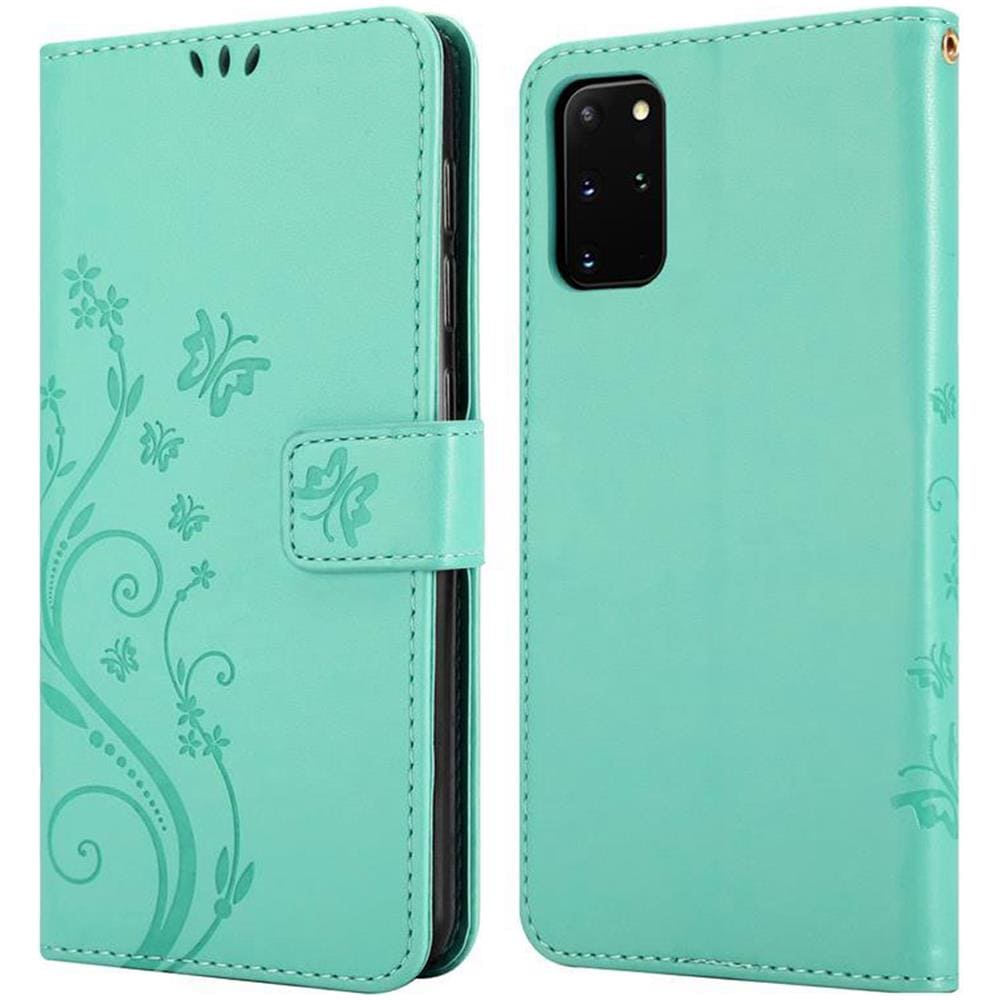 Custodia Compatibile Con Samsung Galaxy S20 Plus In Turchese Fiore - Coperchio Protettivo In Design Floreale Con Chiusura Magnetica, Funzione Stand E Slot Per Carte - Foto 8