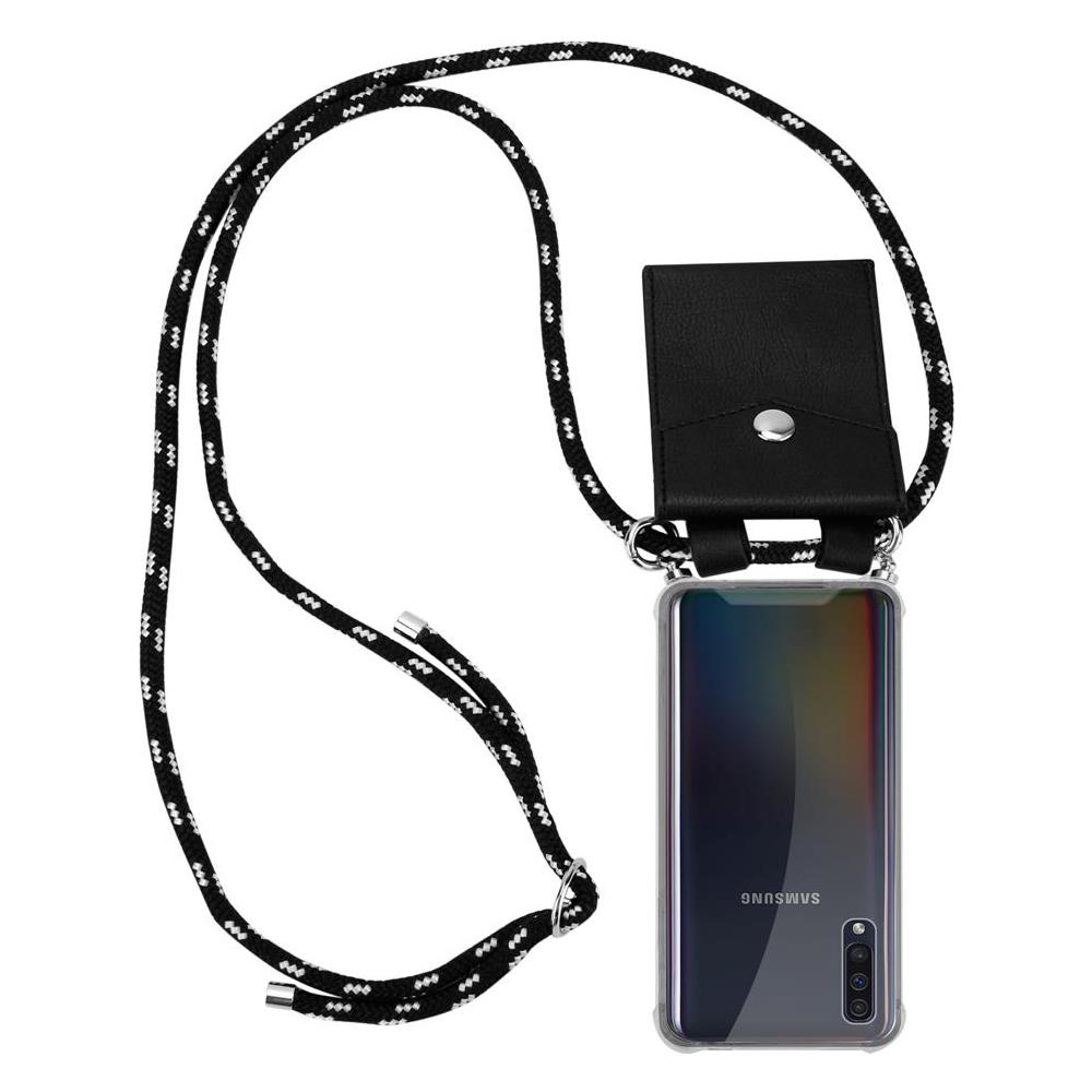 Catena Di Telefoni Cellulari Compatibile Con Samsung Galaxy A50 In Nero Argento - Coperchio Protettivo In Silicone Con Anelli D'argento, Cinturino In Corda E Custodia Staccabile - Foto 1