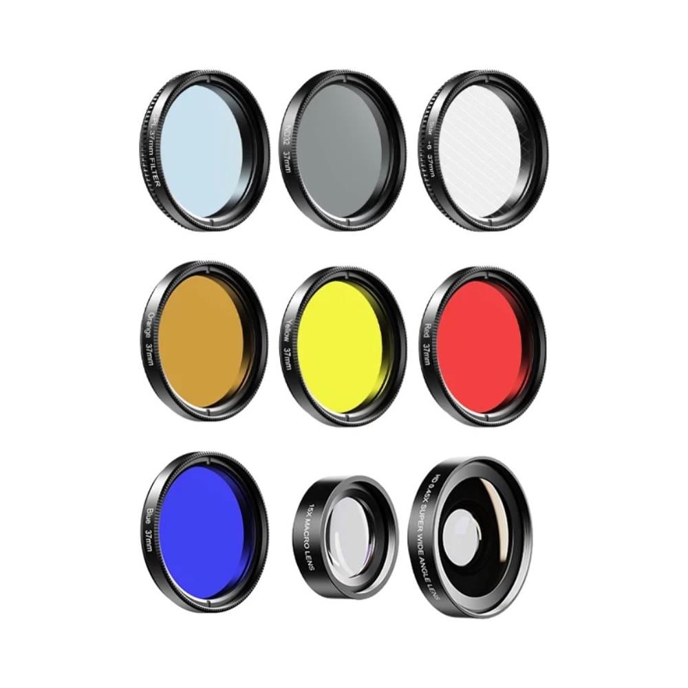 Set Di Obiettivi Professionali Da 37 Mm, Marchio Apexel Con Grandangolo 0,45x, Macro 12x, Vari Filtri Polarizzanti Colorati, Per Iphone 13, Iphone 12, Iphone 11, X, 8,7,6,5, Samsung, Huawei - Foto 1