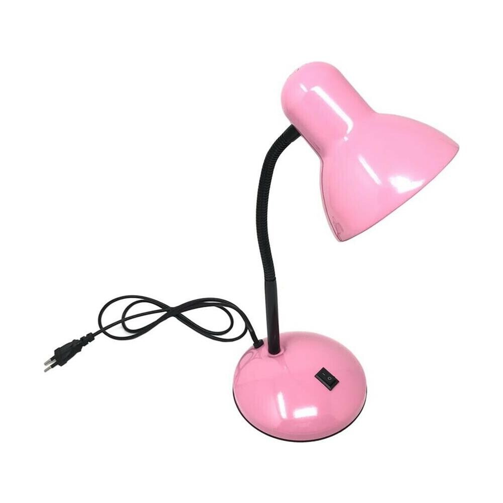 Lumetto Da Scrivania Braccio Snodabile Lampada Porta Lampadina E27 Lume Rosa - Foto 1
