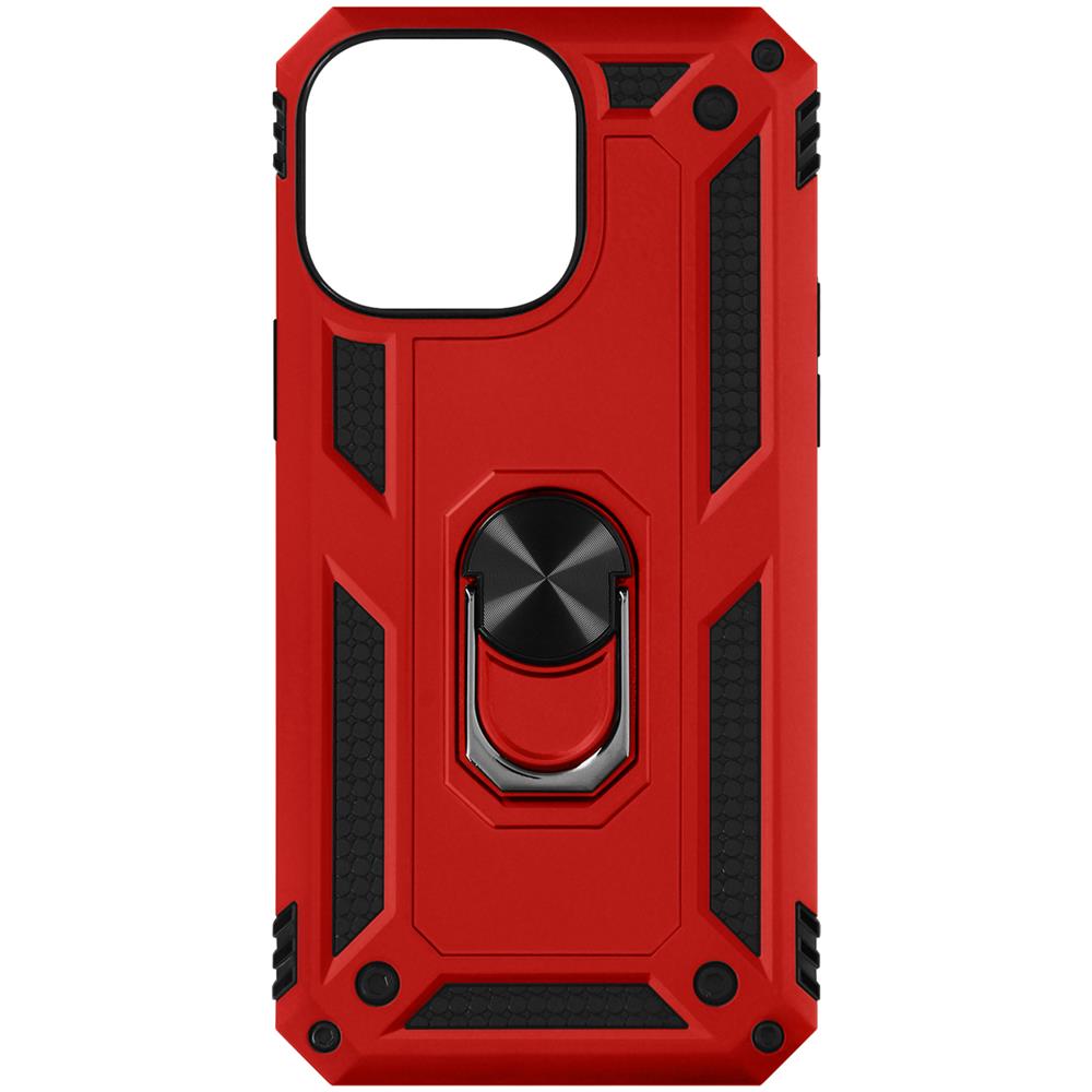 Cover Iphone 14 Pro Max Anti-urto Ibrida Anello Sostegno Funzione Supporto Rossa - Foto 1