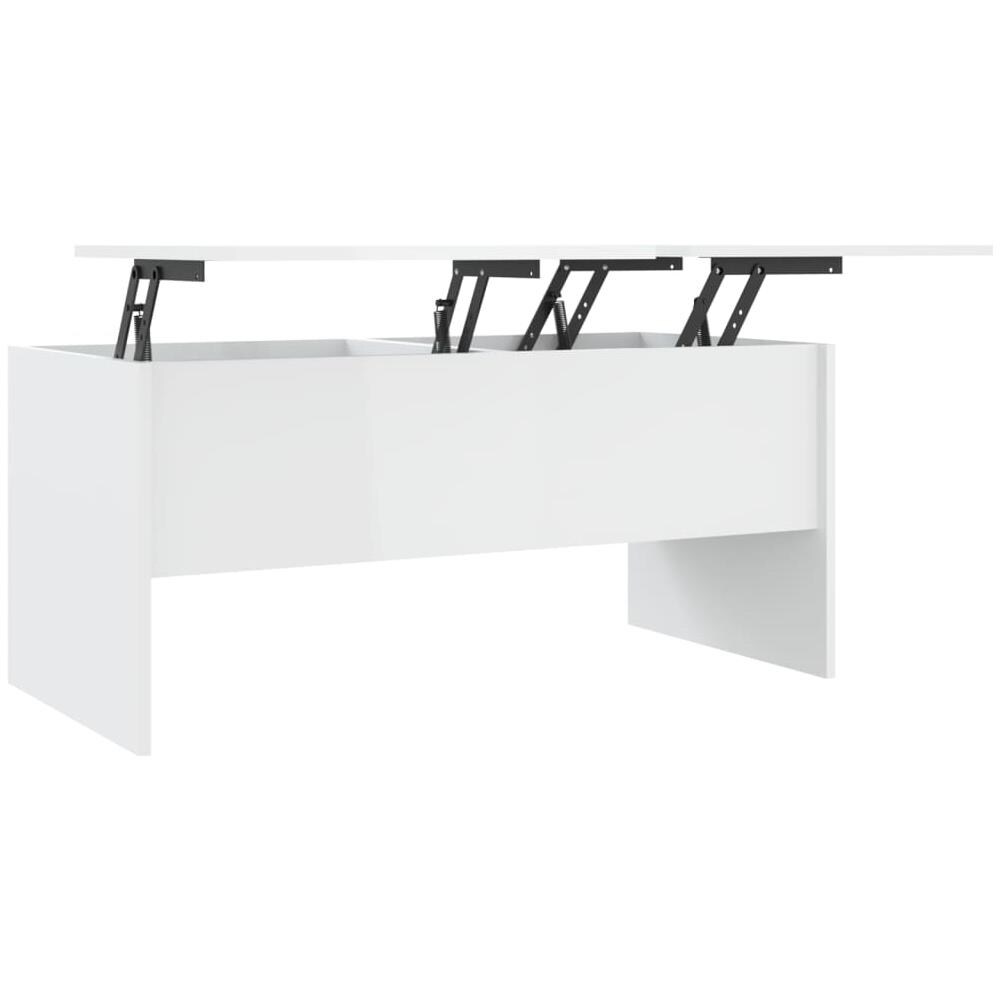 Tavolino Bianco Lucido 102x50,5x46,5 Cm In Legno Multistrato - Foto 2