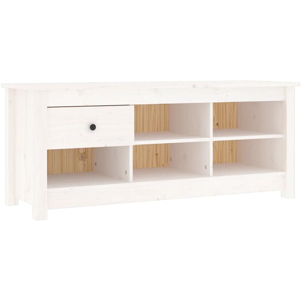 Scarpiera Bianca 110x38x45,5 Cm In Legno Massello Di Pino - Foto 2