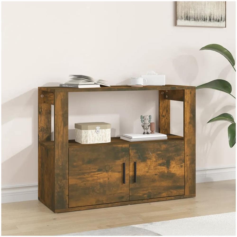 Credenza Rovere Fumo 80x30x60 Cm In Legno Multistrato - Foto 1