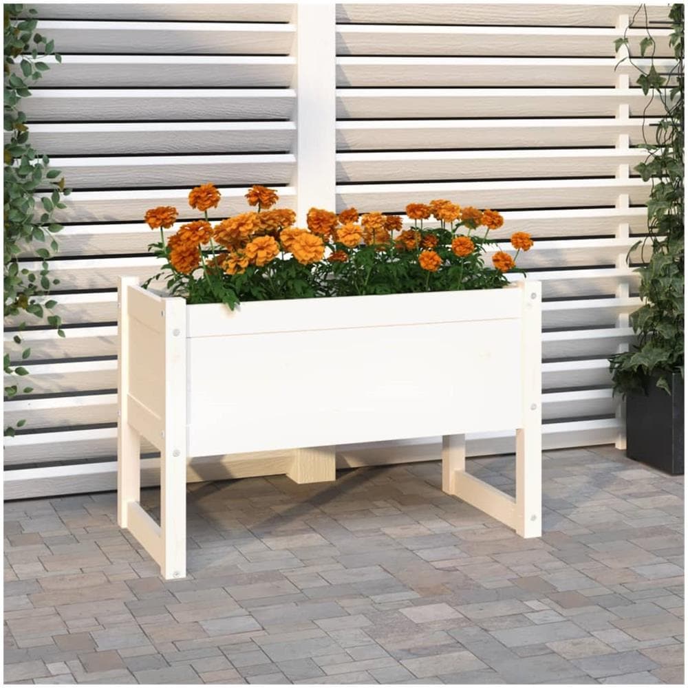 Fioriera Bianca 78x40x52 cm in Legno Massello di Pino - Foto 1