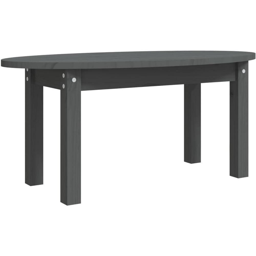 Tavolino Da Salotto Grigio 80x40x35 Cm Legno Massello Di Pino - Foto 2