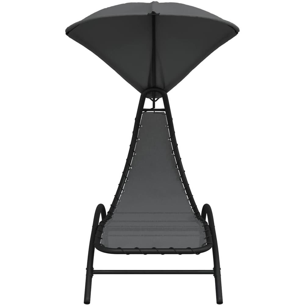 Lettino con Tettuccio Grigio Scuro 167x80x195cm Tessuto Acciaio - Foto 3