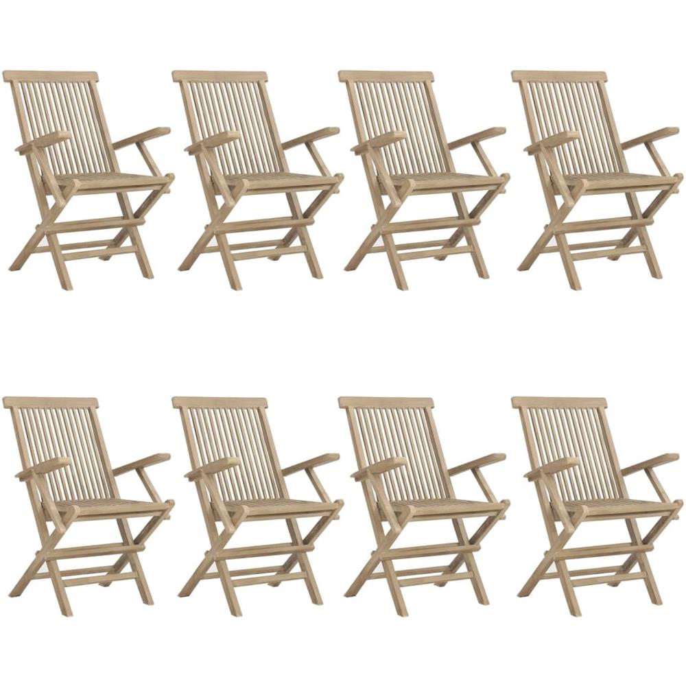 Sedie Giardino Pieghevoli 8pz Grigie 56x61x89 Cm Massello Teak - Foto 2