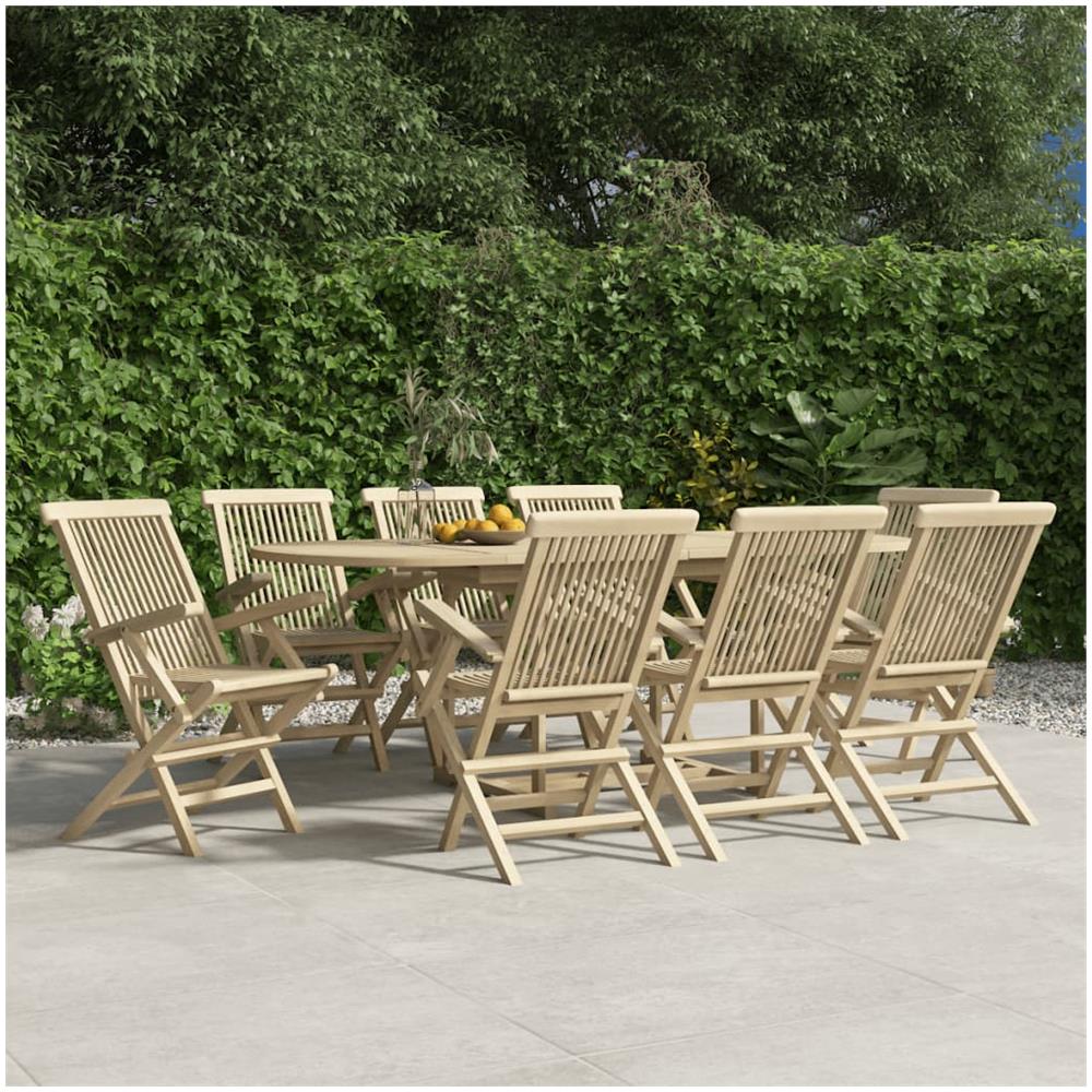 Sedie Giardino Pieghevoli 8pz Grigie 56x61x89 Cm Massello Teak - Foto 1