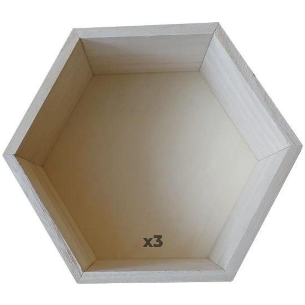 3 Scaffale Esagonale In Legno 39 X 34 X 10 Cm - Foto 1