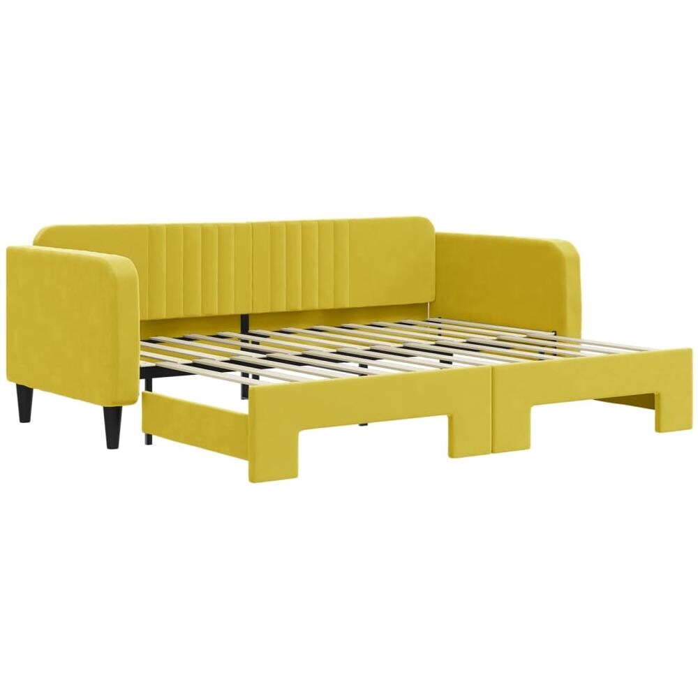 Divano Letto Con Letto Estraibile Giallo 90x200 Cm In Velluto - Foto 2