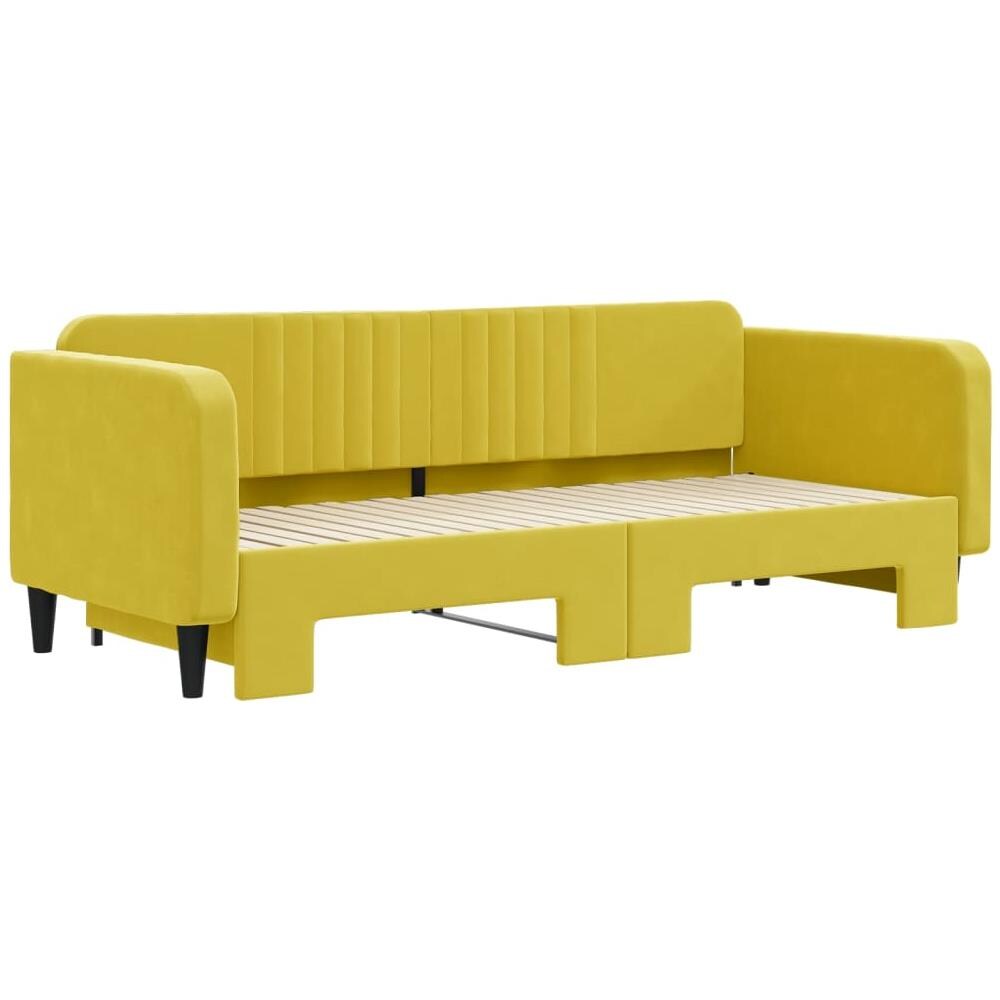 Divano Letto Con Letto Estraibile Giallo 90x200 Cm In Velluto - Foto 3