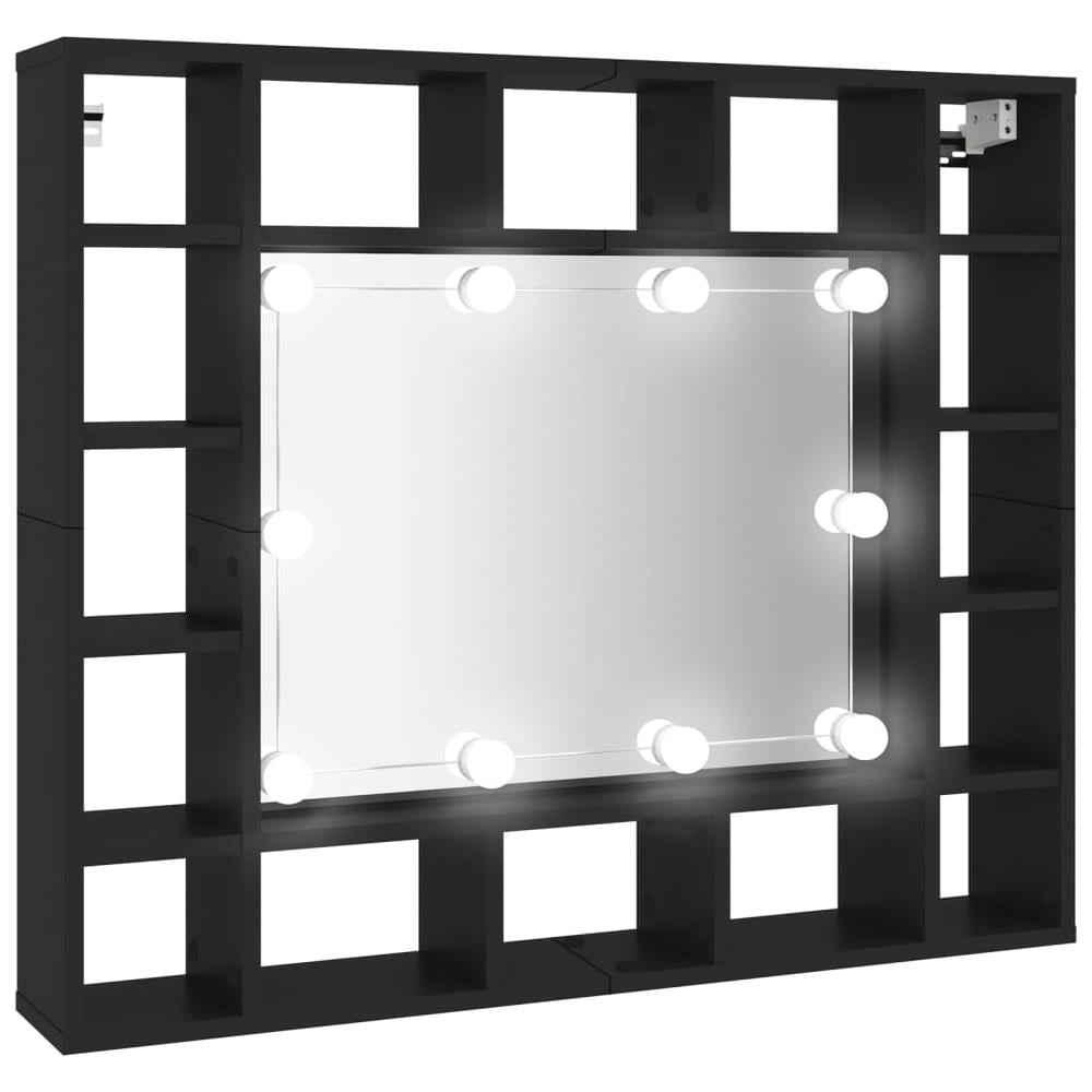 Armadietto A Specchio Con Led Nero 91x15x76,5 Cm - Foto 2