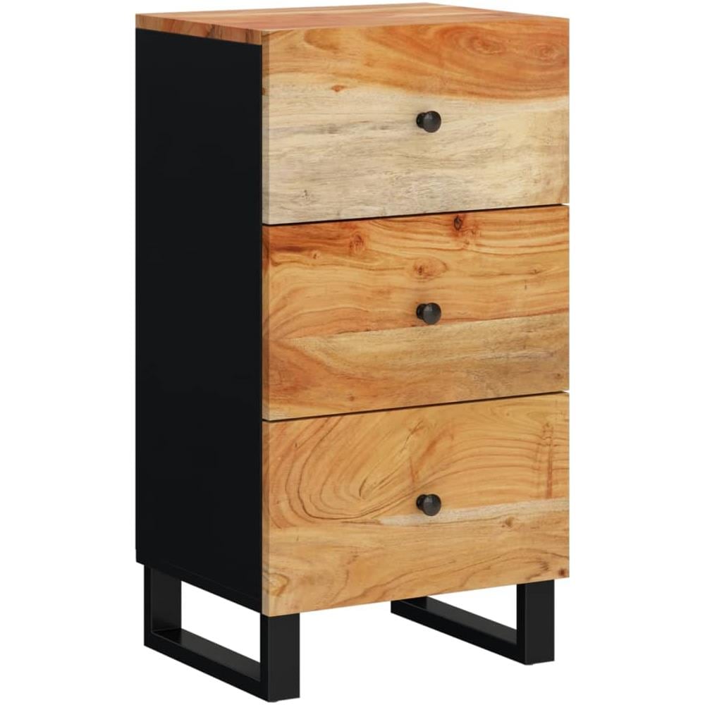 Credenza Con 3 Cassetti 40x33,5x75 Cm Legno Massello Di Acacia - Foto 2