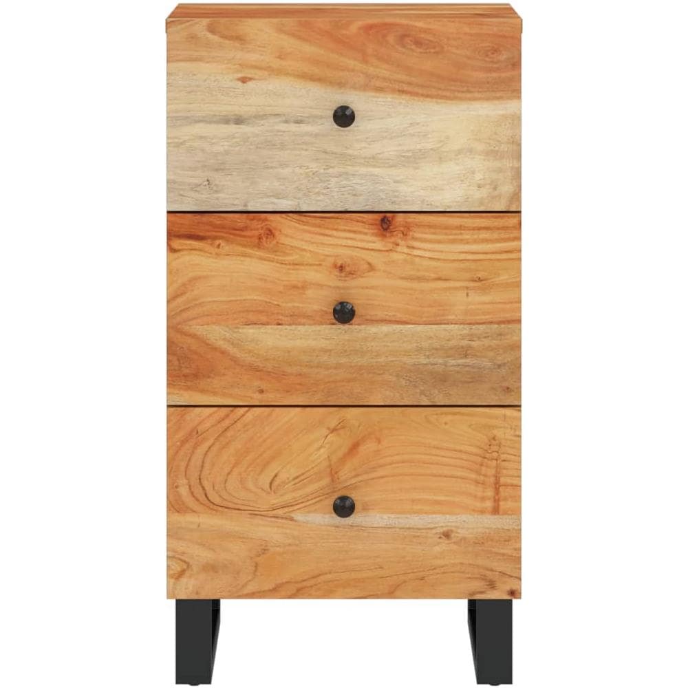 Credenza Con 3 Cassetti 40x33,5x75 Cm Legno Massello Di Acacia - Foto 3