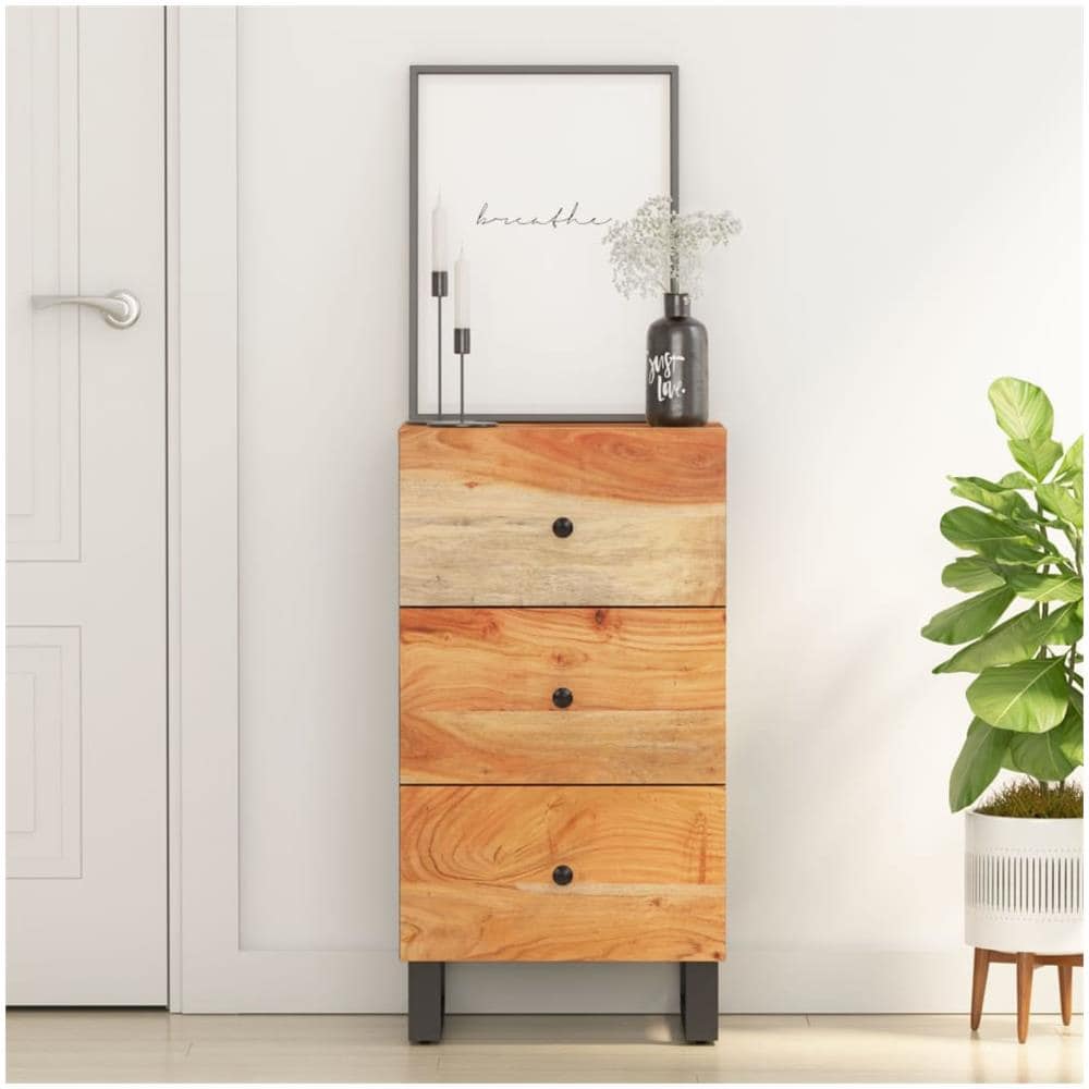 Credenza Con 3 Cassetti 40x33,5x75 Cm Legno Massello Di Acacia - Foto 1