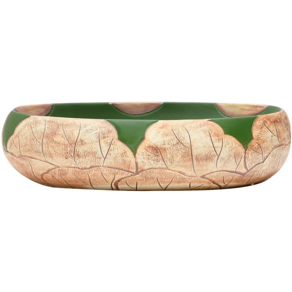 Lavabo Da Appoggio Verde E Marrone Ovale 59x40x15 Cm Ceramica - Foto 3