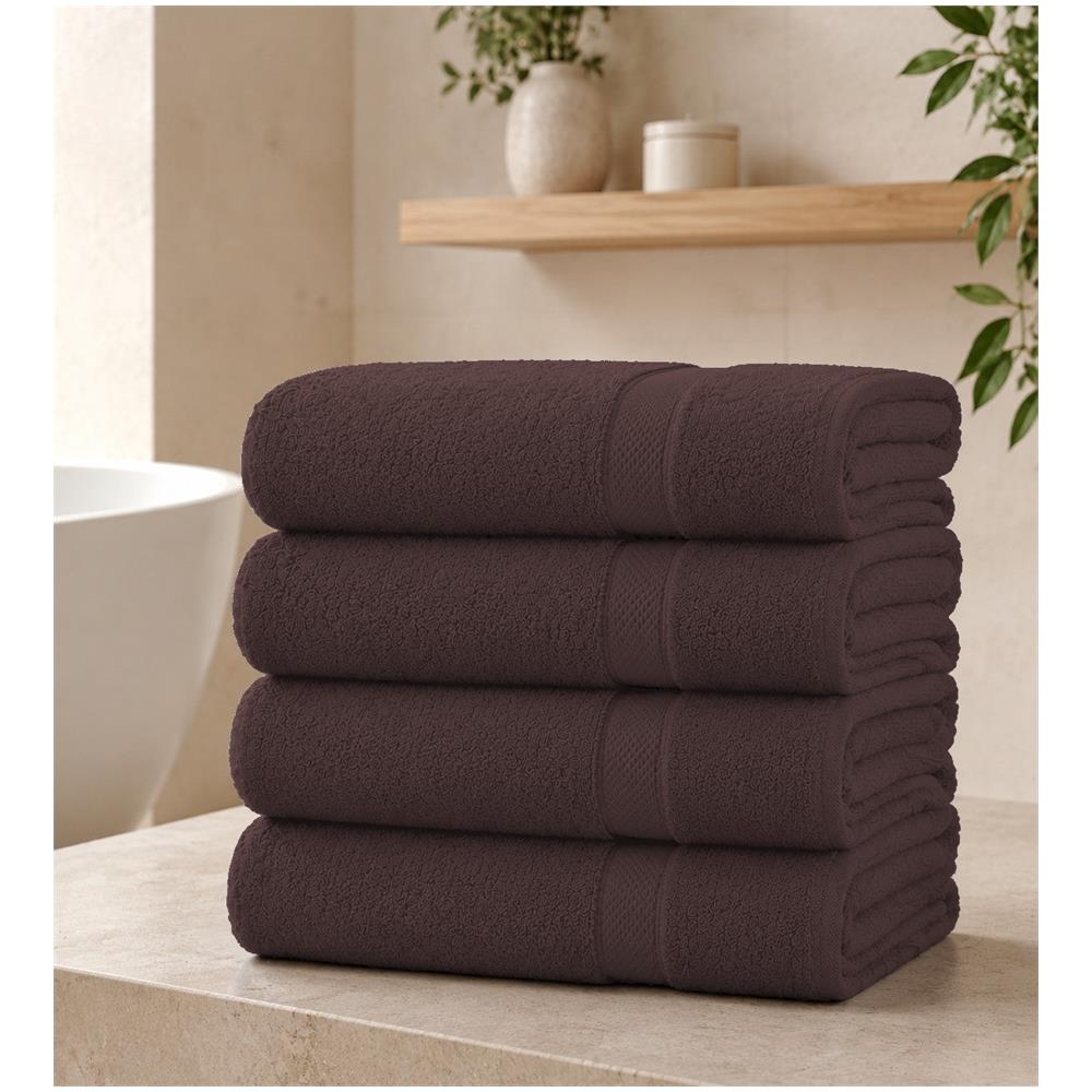 Set 4 Teli Bagno 100x150 cm - Morbidezza, Eleganza e Qualità - COFFEE BEAN - CAFFE' - Foto 1