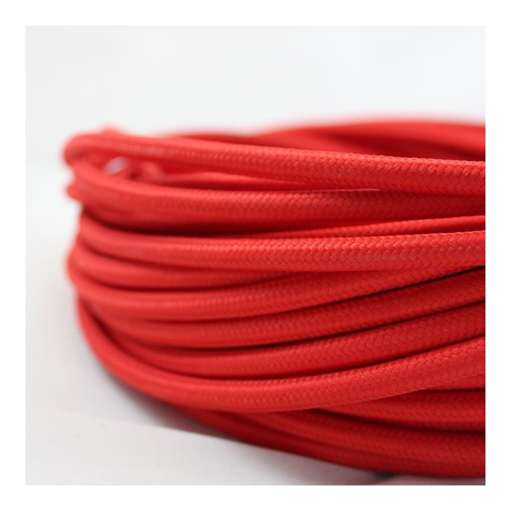 Cavo Elettrico Tondo Rivestito In Tessuto Colorato Rosso 50 Metri 2x0,75 Rotondo Per Lampadari, Lampade, Abat Jour, Design. Made In Italy! - Foto 2