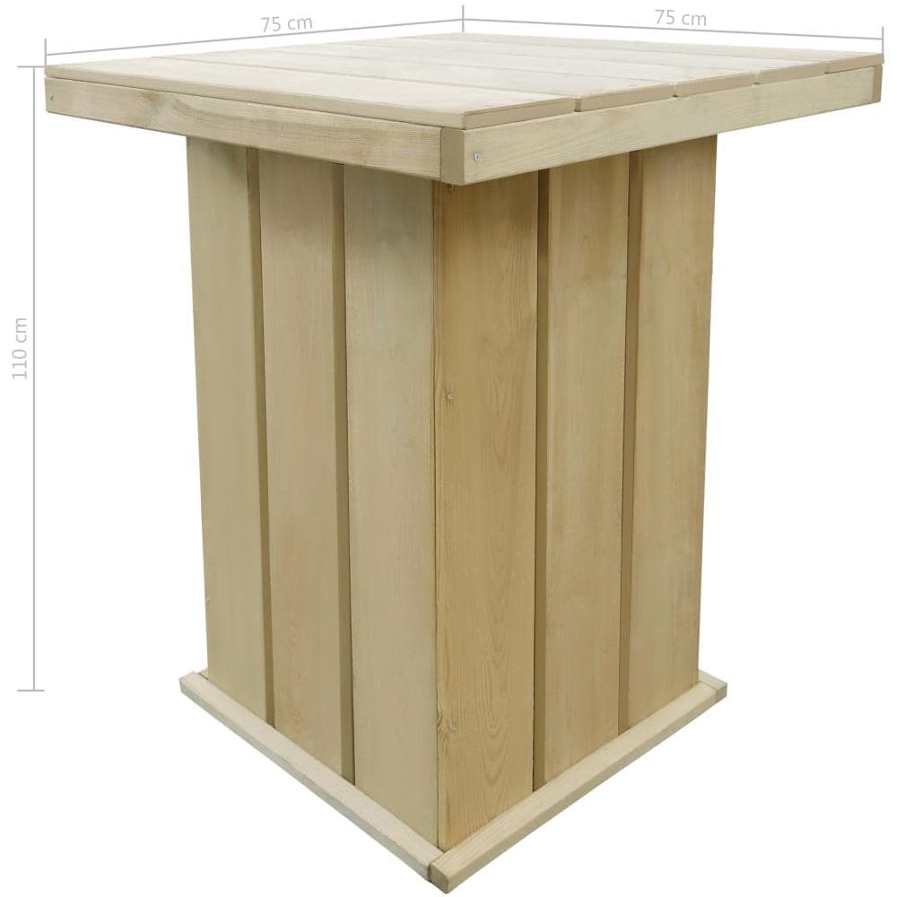 Tavolo Da Bar Esterno Legno Di Pino Impregnato Fsc 75x75x110cm - Foto 2