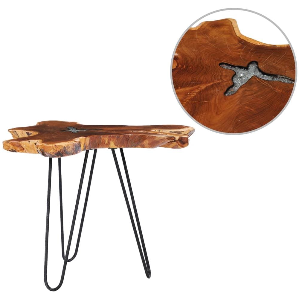 Tavolino Da Caffè 70x45 Cm Legno Massello Teak E Poliresina - Foto 1
